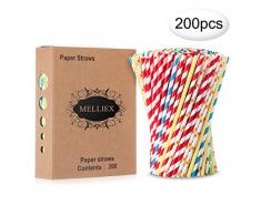 200PCS Papier Strohhalme Biologisch Abbaubare Bunte Papier Trinkhalme Einweg-Strohhalme für Geburtstag, Hochzeit, Weihnachten, Feier Parteien