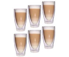 Feelino Lattechino Grande doppelwandige Latte Macchiato-Gläser, 6er-Set 400ml XXL Thermo-Cocktailgläser mit Schwebe-Effekt im Geschenkkarton