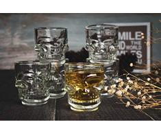Sendez 6 Schnapsgläser in Totenkopf-Optik 4cl Shotgläser Schädel Schnaps Shots Stamper Vodkagläser