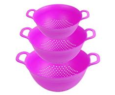 Premium Plastiksieb 3er Set - BPA frei, nicht schädlich für den Hormonhaushalt - Klein, mittel, groß - Kunststoff-Küchensieb aus bester Verarbeitung - Spülmaschinenfest, High Qualitity Nudelsieb-SET