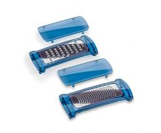 Genius Nicer Dicer Fusion smart Reibeinsätze in saphirblau inkl. Schutzabdeckung (2 Teile) Reibe grob & fein - ohne große Anstrengung Universalreibe Küchenhobel Gemüsehobel