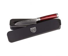 GRÄWE Damastmesser aus Damaststahl, groß, 12,5 cm Klinge, scharf, Damaszener Santokumesser mit Holzgriff, Damast Küchenmesser in Geschenkbox