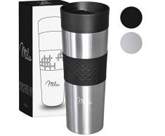 Milu Thermobecher Isolierbecher Kaffeebecher to go - 450ml 100% Auslaufsicher - Trinkbecher aus Edelstahl - Autobecher doppelwand Isolierung - Thermo Becher - Travel Mug (Schwarz, 450ml)