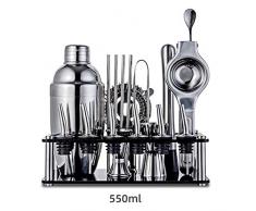 Barkeeper-Kit, Cocktail-Shaker-Bar-Werkzeugset (19 Stück) Barkeeper-Kit aus gebürstetem Edelstahl, mit sämtlichem Bar-Zubehör, Cocktail-Sieb-Cocktail-Set Home DIY-Kit