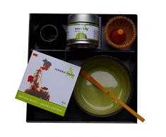 MatchaMagic Matcha Set Samurai | Matcha Set 5-teilig | Matcha Set komplett mit Tee | 30g Bio Matcha aus Japan, Matcha-Schale, Matcha-Besen, Matcha-Besenhalter, Matcha-Löffel | Tee-Geschenk Set Schwarz