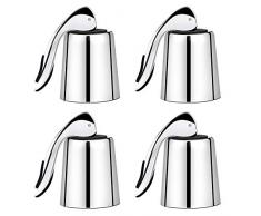 Coolty 4 Stück Weinflaschenverschluss aus Edelstahl, Vakuum Flaschenverschluss,Champagnerflasche Stopper für Wein Sekt und Champagner Flaschen Hochzeit Party, 6cm*4cm