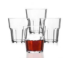 PEMOTech Kunststoff Gläser, Wasserglas [4 Stück] 255ml bruchsicher stapelbar Restaurant-Qualität Premium Acryl Kunststoff Wasser Bier Whiskey Wein Saft Becher Set, BPA-frei und spülmaschinenfest