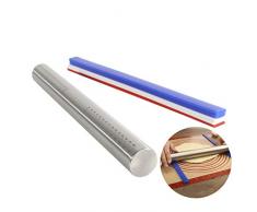 SUPER KITCHEN Nudelholz Edelstahl Teigroller mit Teigstäbe, Mess Teig Streifen, Antihaft Metall Nudelhölzer Teigrolle, Backzubehör Rolling Pin, Fondant und Teig gleichmäßig Ausrollen