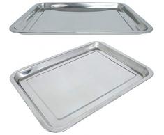 Marinax 3Stück Edelstahl Tablett rechteckig 31,5x21,5cm oder 39,5x29,5cm zur Auswahl (39,5x29,5cm)