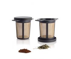 Finum BREWING BASKET (M) - Dauerfilter für Tee & Kaffee, Tee Permanent Filter, Tassen- & Becherfilter, Gewürzfilter, Kräutersieb, BPA-frei, rostfreies Edelstahlgewebe, Sieb Geschmacksneutral -Schwarz