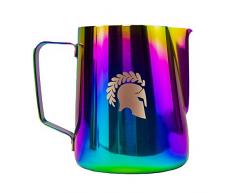 BaristaSoul Latte Art Milchkännchen 600ml Profi Kanne Edelstahl Milchkanne zum Aufschäumen für Cappuccino und Latte Macchiato rostfrei Einfach zu reinigen Spülmaschinen geeignet (Bunt)