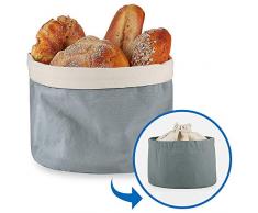 Ecooe Brotkorb mit Deckel und Kordelzug Brotbeutel Ø 25 cm Einfach zu Tragen Brötchenkorb 100% Baumwollbrotkorb Fällt Nicht Zusammen Bläuliches Grau Brottasche Brotbox Staubdicht