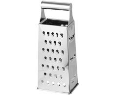 Fackelmann Vierkantreibe, Gemüsereibe mit 4 verschiedenen Reibeflächen, Gurkenhobel aus Edelstahl (Farbe: Silber), Menge: 1 Stück