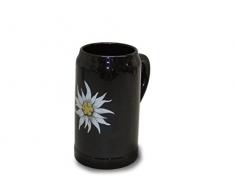 Unbekannt Sunny Toys 14989 Porzellan Bierkrug 1 L, spülmaschinengeeignet, schwarz mit edelweiß