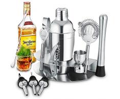 Gomyhom Cocktail Shaker Cocktail Set Geschenk, 12-Teiliges Cocktailshaker Bar Set Bar Zubehör Cocktailset Groß 750 Ml Barkeeper mit Edelstahlständer Cocktails