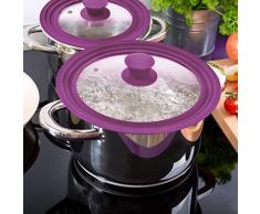 bremermann® Universal-Glasdeckel mit Silikonrand, 16/18/20 cm, klein (Lila)