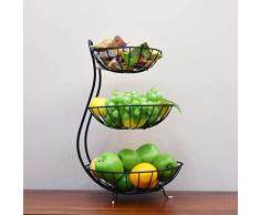 CanKun 3 Etagen Obst Etagere Obstkorb Metall, Obstschale Mit Schwarzen Antirutsch-Füßen,Für Mehr Platz Auf Ihrer Arbeitsplatte(Schwarz)