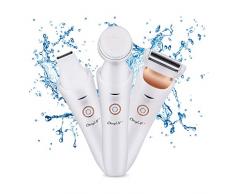 Elektrorasierer für Frauen，CkeyiN Rasierer Schmerzloser 3-in-1 Wasserdicht Nass und Trocken Wiederaufladbar Elektrisch Lady-shaver Trimmer，für Körper Achseln Beinen Bikini-zone Intimbereich