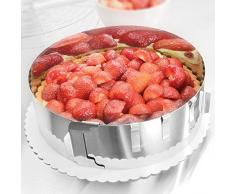 Tortenring – Ruckzuck leckere Creme- und Obsttorten zaubern – Edelstahl Tortenring verstellbar und fixierbar mit Klammern – 7,5cm hoch – Made in Germany