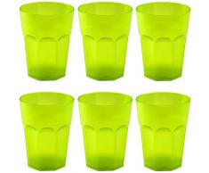 ENGELLAND 6X Kunststoffbecher Trinkbecher Party-Becher Plastik Trink-Gläser Mehrweg Coktailbecher Grün Hellgrün Neongrün 0,4l