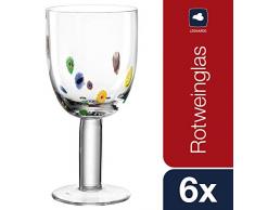 Leonardo Rotweingläser Millefiori, Rotweinglas mit Blüten-Dekor, Rotweinkelch für 460-ml Füllmenge, 6-teilig, 053841