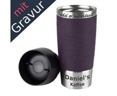 Emsa Isolierbecher Kaffeebecher 360 ml Lila + Lasergravur