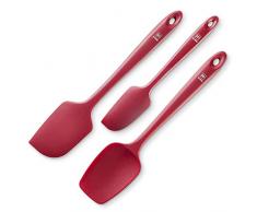 DI ORO® - Silikon Spatel Set - 315ºC hitzebeständige Backlöffel & Teigschaber - Ergonomisches nahtloses einteiliges Design - Antihaft-Silikon mit Edelstahl S-Core Technologie (Rot 3-teiliges Set)