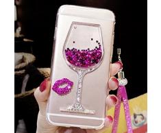 Artfeel Glitzer Flüssigkeit Hülle für Samsung Galaxy S9, Glänzend Strass Fließen Treibsand Funkeln Sterne Weinglas Handyhülle,Ultra Dünn Kristall Weich Silikon Hülle mit Handschlaufe-Rosa