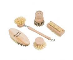 Smart-Planet® Bürsten-Set 5-teilig - Holzbürsten - Haushaltsbürsten - Bürste - Spülbürste - Gemüsebürste aus Holz - Naturborsten