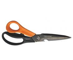 Fiskars Mehrzweckschere mit trennbaren Klingen, Inklusive Schutzhülle mit Scheren-Schärfer, Länge 23 cm, Titaniumbeschichtung, Rostfreier Stahl-Klinge/Kunststoff-Griffe, Schwarz/Orange, Cuts + More, 1000809