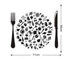 Gemüse Und Obst Dessert Messer Und Gabel Muster Kreative Küche Dekoration Vinyl Hohle Wandaufkleber 58X71Cm