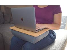 Cloudyboard Laptray Knietablett Laptop-Kissen Notebook mit Kissen aus Bambusholz (Dunkelgrau)