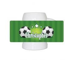 Fußball-Bierkrug mit Namen Christopher und schönem Motiv mit Fußbällen und grünem Hintergrund für Männer - Fan-Bierkrug personalisiert - Deutschland-Krug - Bierhumpen