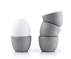 HEYNNA® Premium Eierbecher 4er Set aus robustem Beton/grau Eierhalter im zeitlosen Design - ⌀5cm