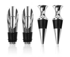 GlobalDream Flaschenverschluss, Weinflaschenverschluss Weinverschluss Wein Stopfen Weinflaschenverschluss Edelstahl für die Weinsammlung Rotwein Bier Saver Sealer, 4 Stück