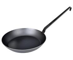 GRÄWE Schmiedeeiserne Bratpfanne Ø 28 cm mit hohem Rand, glatt, Made in Germany - unbeschichtete Eisenpfanne mit Stiel inkl. Pfannenwender