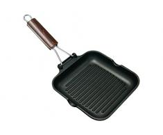 Home Delizia Grillpfanne Antihaft mit biegsamen Griff, Aluminium, Schwarz, 20x20 cm