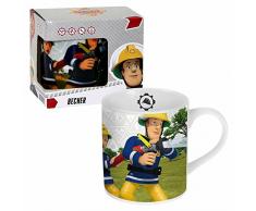 POS Handels GmbH Porzellan Tasse Team | Feuerwehrmann Sam | 200 ml | Henkel-Becher | Geschenkbox