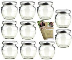 gouveo 40er Set Leere Einmachgläser Henkelglas 106 ml incl. Drehverschluss Silber, Vorratsgläser, Marmeladengläser, Einkochgläser