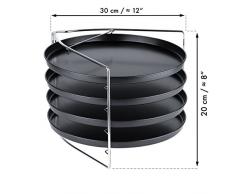 Grizzly Pizza Backset 5-teilig feststellbare Standhalterung 4 Rundbleche Ø 28 cm gleichzeitig Pizzen Backen und genießen Pizzableche einzeln Herausnehmbar