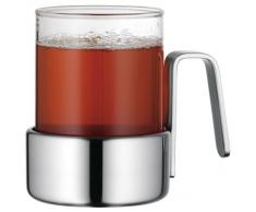 WMF Kult Teeglas, mit Halter, Glas hitzebeständig, Cromargan Edelstahl, mattiert, spülmaschinengeeignet