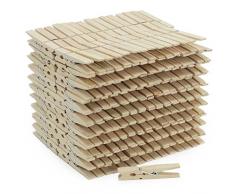 com-four® 300x naturbelassene Wäscheklammern, stabile Wäscheklammern aus hochwertigem Holz mit Metallfeder (300 Stück)
