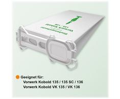 18 Staubsaugerbeutel geeignet für Vorwerk Kobold 135, 136, 135SC, VK 135 und VK 136 Staubsauger, 5-lagiger Staubbeutel aus Vlies, Beutel-Typ VO 8335 mit Hygieneverschluss