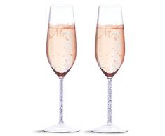 Hochzeits-Champagnergläser - Mr and Mrs - graviertes Sektkelch-Set - 4,3 x 6,9 x 24,1 cm, 2er-Set