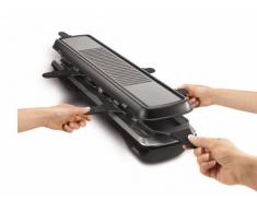 Tefal RE 5228 Raclette Simply Line 6 Inox & Design (1050 Watt, 6 Pfännchen, klassische und Teppan Yaki-Grillfläche) schwarz