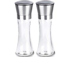 Hannahs Homebrand® Salz und Pfeffer Mühle mit Keramik-Mahlwerk (härter als Stahl) - Moderne Salzmühle und Pfeffermühle aus Edelstahl & Glas - deutsche Marke