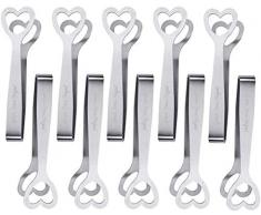 QIMMU 12 Stücke Zuckerzange,Edelstahl Eiszange Set, Zangen Candybar, Eiswürfelzange für Süßigkeiten Candy Salat Spaghetti Servierzange in Hochzeit Party Bar Büfett Grill Picknick