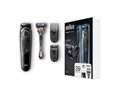 Braun Barttrimmer und Haarschneider BT5042 – Bartpflege Set mit Kammaufsätzen und Gilette ProGlide Rasierer, schwarz/grau