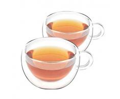 VAHDAM, Doppelwandige gläser (2 Stück) | Klarglas teetasse | 200 ml HALTBAR & STILVOLL | 2 Stück, teeglas doppelwandig | Spülmaschinen-, Mikrowellen- & Kühlschranksicher | teebecher | tee tasse