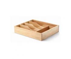 Continenta Besteckkasten aus Gummibaumholz mit 5 Fächern, Besteckeinsatz, Besteck-Schubladeneinsatz, Größe: 35 x 30 x 7 cm